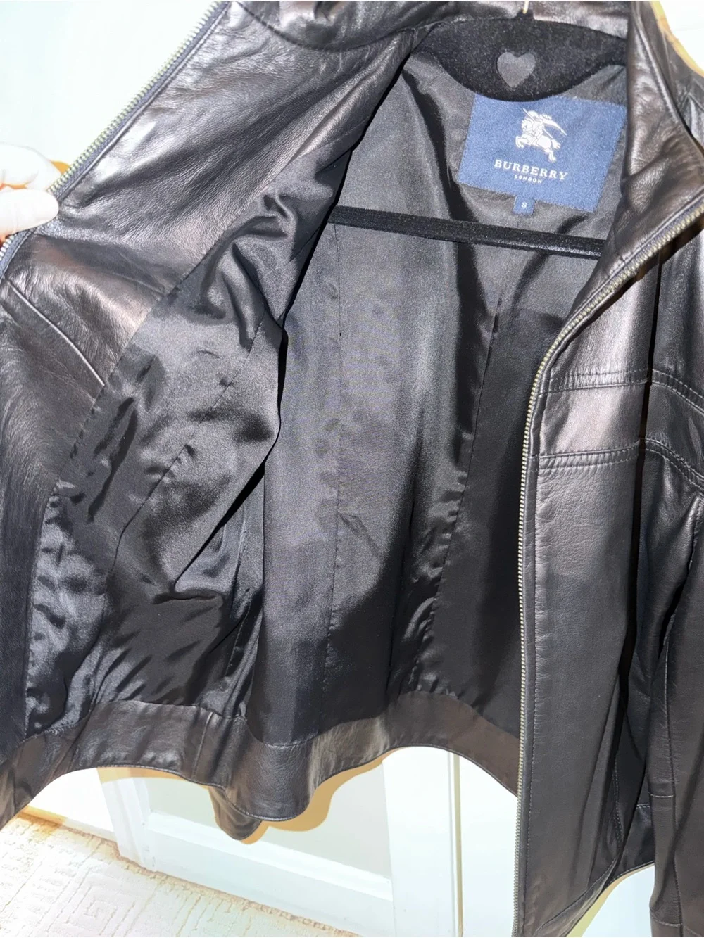 Burberry Black Leather Zip-Up Jacket - Picture 4 of 5